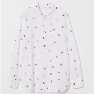 Cherry print button down H&M